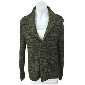 ASOS DESIGN Men's Green Khaki Knit Long Sleeve Button Up Cardigan Sweater Top S
